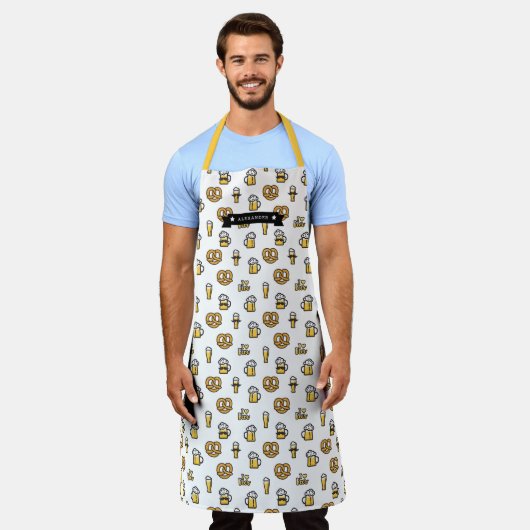 Tablier I Loer Beer Mustache and Pretzels Nom du Motif (Porté)