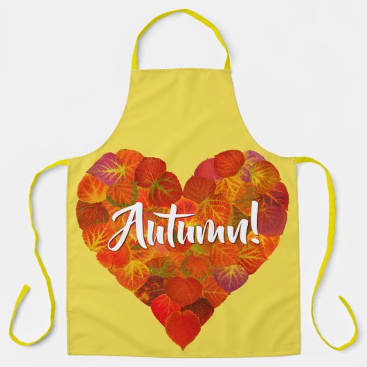 Tablier I Love Autumn, Bold—Red Aspen Leaf Heart 1 (Recto)