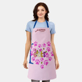 Tablier I Love Cats Apron - Coeur et pattes roses Imprimer (Porté)