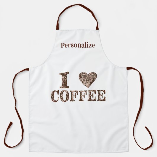 Tablier I Love Coffee Beans Personnalisé (Recto)