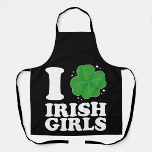 Tablier I Love Irish Girls Shamrock Heart St Patrick's Day