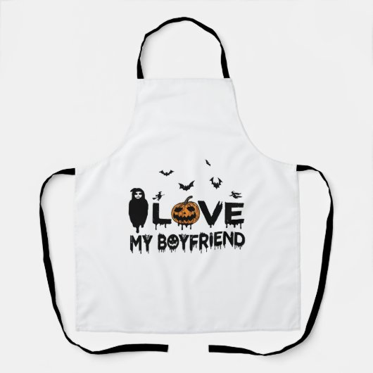 Tablier I Love My boyfriend Lovers Halloween (Recto)