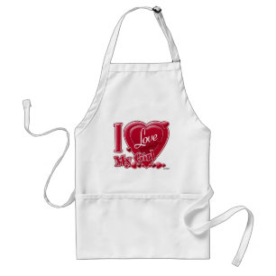 Tablier I Love My Girl rouge - coeur