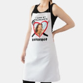 Tablier I Love My Girlfriend's BBQ Heart Custom Photo Name (Insitu)