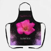 Tablier I Love You - Rose -Valentines Personalized Trendy  (Recto)