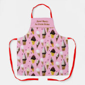 Tablier Ice Cream Parlor Retro Pink Personalized Apron (Recto)