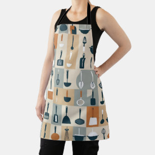 Tablier Icônes minimalistes d'ustensiles de cuisine motif 