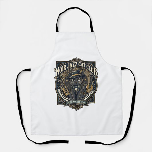 Tablier Idée cadeau pour papa chat de jazz noir - Chat de  (Recto)