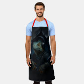 Tablier Iguane Kookschort – Cool dans la Cuisine (Porté)