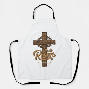 Tablier Il Est Ressuscité Croix Couronne D'épines Chemise