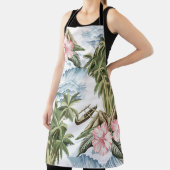 Tablier Ile vintage hawaïenne, palmier, bateau, rose  (Insitu)