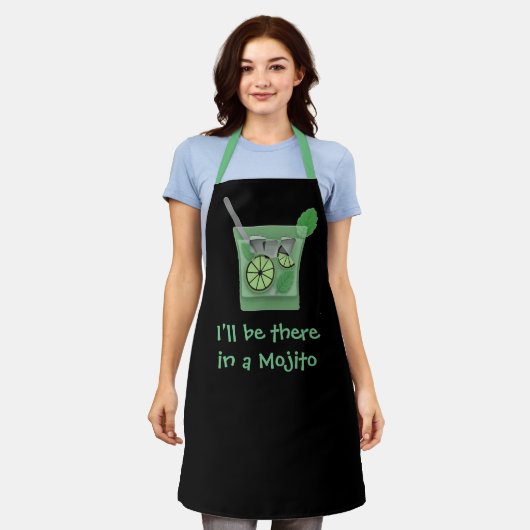 Tablier "I'll Be There in a Mojito" Funny Drink Slogan (Porté)