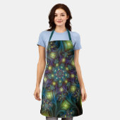 Tablier Illuminé Abstrait bleu brillant violet Fractal Art (Porté)