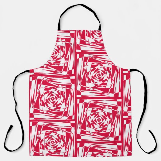 Tablier Illusion abstraite rouge blanc (Recto)