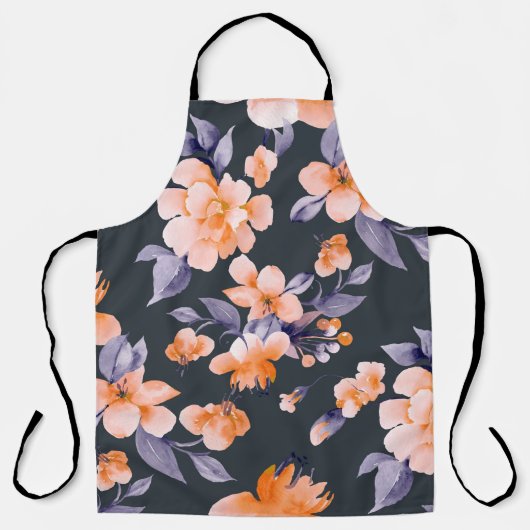 Tablier Illustration arrière - plan sans couture de fleurs (Recto)