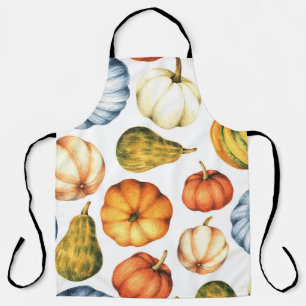 Tablier Illustration citrouille : Motif d'aquarelle transp