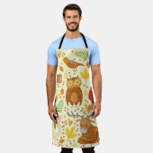 Tablier Illustration d'animaux de forêt ornementaux. (Porté)