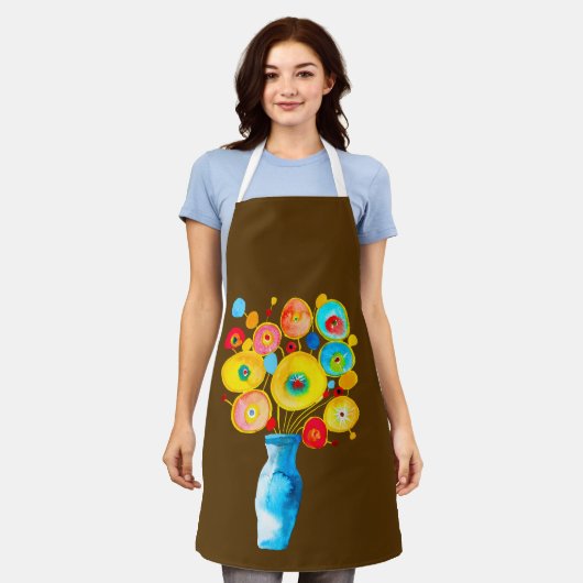 Tablier Illustration d'art des fleurs funky (Porté)