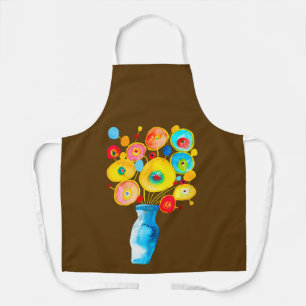 Tablier Illustration d'art des fleurs funky