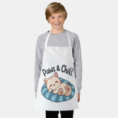 Tablier Illustration de chat Paws & Chill Cartoon (Porté)