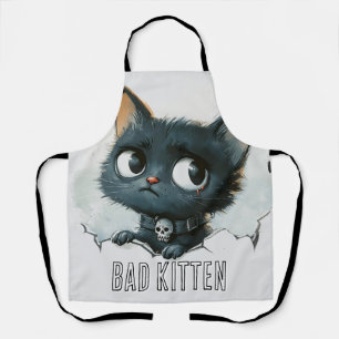 Tablier Illustration de chaton edgy - Texte "Mauvais chato