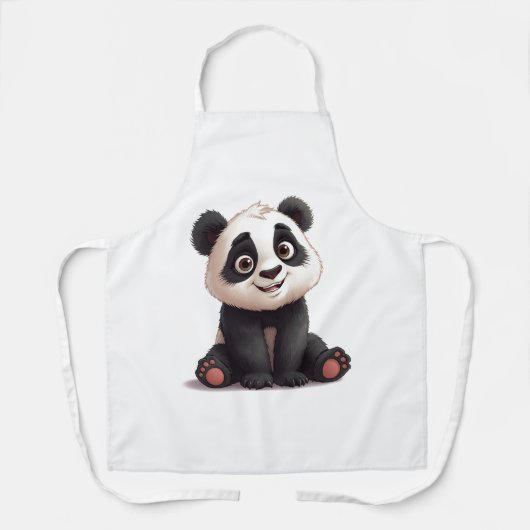 Tablier Illustration de dessin animé d'ours panda assis (Recto)