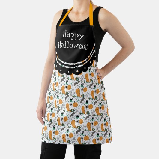 Tablier Illustration de doodles mignons de Halloween heure (Insitu)
