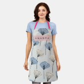 Tablier Illustration de fleur bleue élégante personnalisée (Porté)