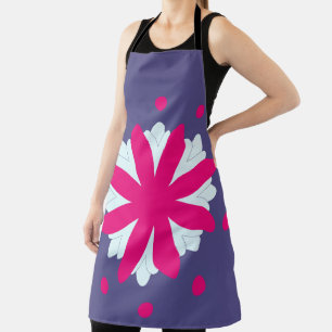 Tablier Illustration de formes florales violettes et roses