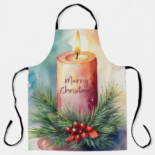 Tablier Illustration de la bougie de Noël de l'aquarelle