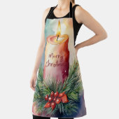 Tablier Illustration de la bougie de Noël de l'aquarelle (Insitu)