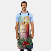 Tablier Illustration de la bougie de Noël de l'aquarelle (Porté)