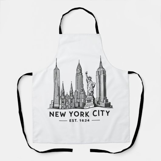 Tablier Illustration de la skyline de NYC avec la Statue d (Recto)