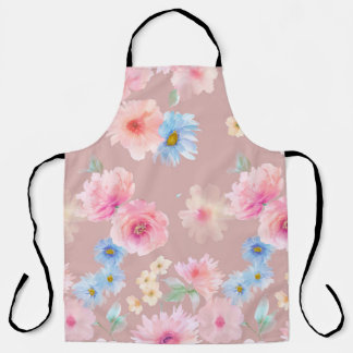 Tablier Illustration de l'aquarelle des fleurs. Coloris aq