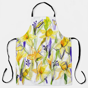 Tablier Illustration de l'aquarelle des jonquilles jaunes