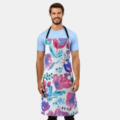 Tablier illustration de style boho floral rustique dessiné (Porté)