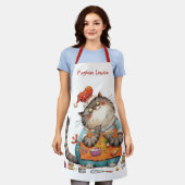 Tablier Illustration drôle de chat chef fantaisiste mignon (Porté)