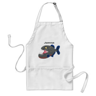 Tablier Illustration drôle de piranha affamée