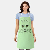 Tablier Illustration du visage de chat Yeux verts longs Wh (Porté)
