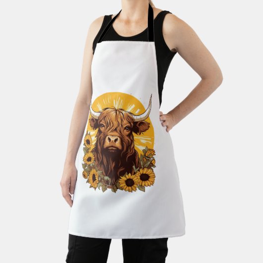 Tablier Illustration d'une vache des Highlands avec Sunflo (Insitu)