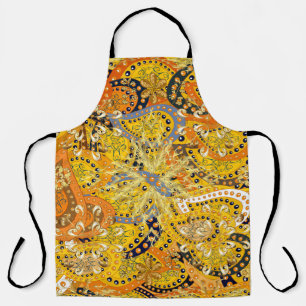 Tablier Illustration en jaune, orange et marron. I