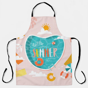 Tablier illustration estivale de la piscine de plage Abstr