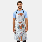 Tablier Illustration forestière de l'enfant, renards et fl (Porté)