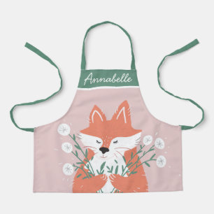 Tablier Illustration Fox Fleurs d'odeur personnalisée