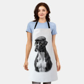 Tablier Illustration graphique monochrome de Boxer vintage (Porté)
