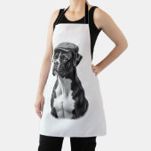 Tablier Illustration graphique monochrome de Boxer vintage (Insitu)