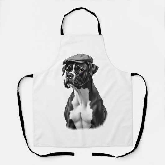 Tablier Illustration graphique monochrome de Boxer vintage (Recto)