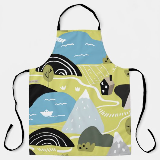 Tablier Illustration graphique scandinave transparente mot (Recto)