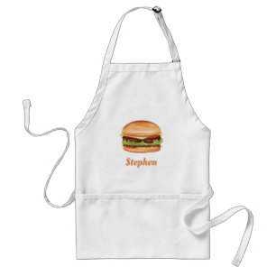 Tablier Illustration Hamburger Fast Food Avec Nom Personna