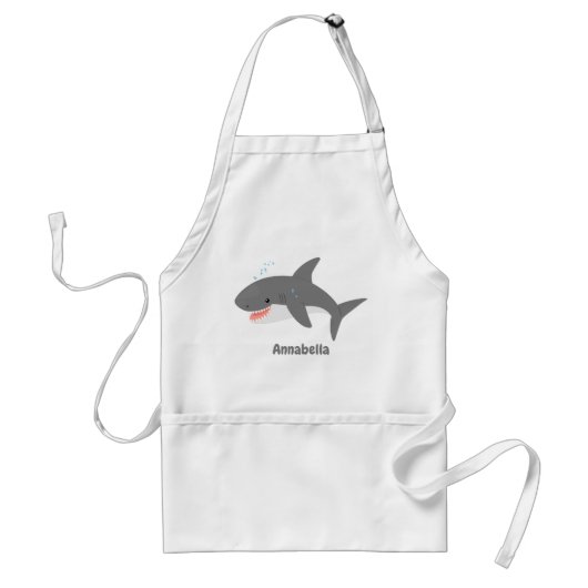 Tablier Illustration joyeuse du grand requin blanc (Devant)